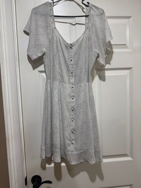 Women's White Dot Button-Front Summer Dress L SIENNA SKY